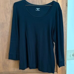 Jones New York Classic Black Long Sleeve Top